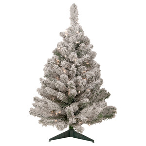 3' Pre-Lit Heavily Flocked Madison Pine Medium Artificial Christmas Tree, Clear Lights