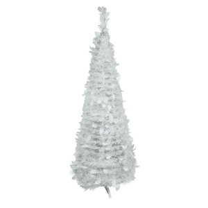 4' White Tinsel Pop-Up Artificial Christmas Tree, Unlit
