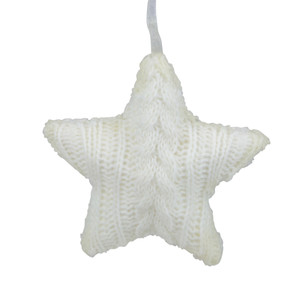 4" Cream Cable Knit Star Christmas Ornament