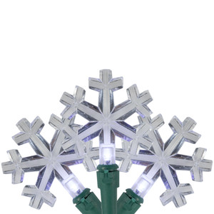 20-Count Pure White LED Snowflake Christmas Light Set, 4.5ft Green Wire
