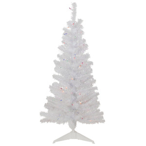 4' Pre-lit Rockport White Pine Artificial Christmas Tree, Multi Lights