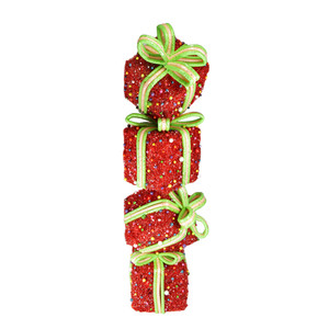 Lighted Candy Stacked Gift Box Tower Outdoor Christmas Decoration - 34" - Clear Lights