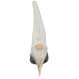 Gnome with Cable Knit Hat Christmas Decoration - 8" - Gray and White
