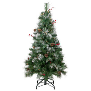 4' Pre-Lit Frosted Carolina Berry Spruce Artificial Christmas Tree, Clear Lights