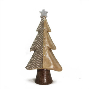 Christmas Tree with Buttons and Glitter Star Decoration - 18" - Brown and Silver