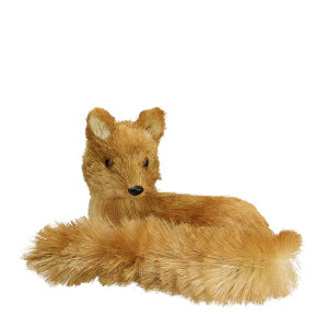 Laying Sisal Fox Figurine Decoration - 11" - Orange Brown