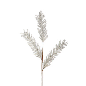 32" White and Brown Glittered Pine Artificial Christmas Spray