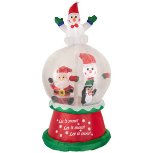 Lighted Inflatable Santa and Friends Snow Globe Outdoor Christmas Decoration - 6.75'