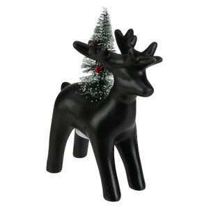LED Lighted Ceramic Standing Reindeer with Christmas Tree - 7.5" - Warm White Lights