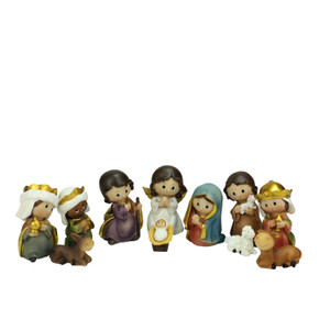 Vibrant Mini Christmas Nativity Figurines - 3.5" - 11-Piece