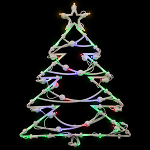 LED Lighted Christmas Tree Window Silhouette Decoration - 16" - Multicolor Lights