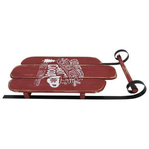 Wooden Christmas Snow Sled Decoration - 23" - Red