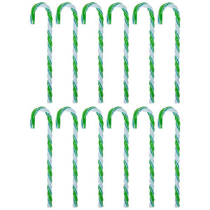 Twist Candy Cane Christmas Ornaments - 6" - Green and White - 12 ct