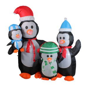 Lighted Inflatable Penguin Family Christmas Yard Art - 5' - Cool White Lights