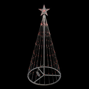 LED Lighted Show Cone Tree with Star Outdoor Christmas Decoration - 4' - Red Lights