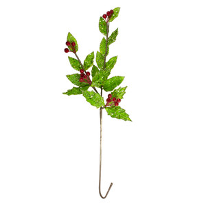 28.25" Green and Red Glittered Holly Berry Christmas Spray