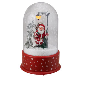 Lighted Santa with Street Light Snowing Christmas Globe - 11.75"