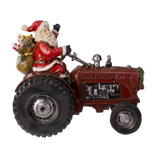 Rustic Santa Claus on Tractor Christmas Figure - 11"