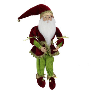 Whimsical Elf Hanging Christmas Figure - 18" - Red and Green