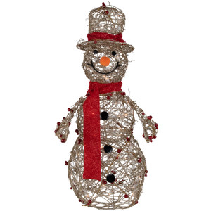 Lighted Glittered Snowman and Berries Outdoor Christmas Decoration - 28"
