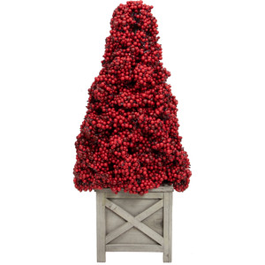 24" Red Berry Cone Potted Christmas Topiary