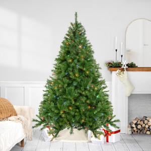 7.5' Pre-Lit Chatham Pine Artificial Christmas Tree, Multi-Color Lights