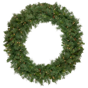 Pre-Lit Black River Pine Artificial Christmas Wreath, 48-Inch, Clear Lights