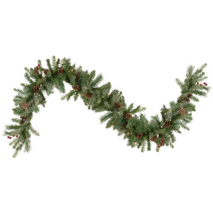 9' x 12 Pre-Lit Snowy Waterloo Pine Artificial Christmas Garland - Clear Lights