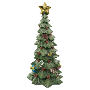 Glittered Christmas Tree with Presents, Berries and Bows Decoration - 10"