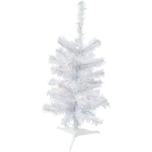 2' Pre-Lit Woodbury White Pine Slim Artificial Christmas Tree, Clear Lights