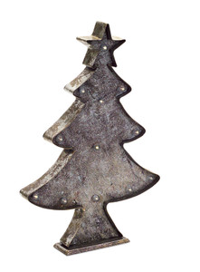 19" Rustic Brown and Bronze LED Christmas Tree Tabletop Decor