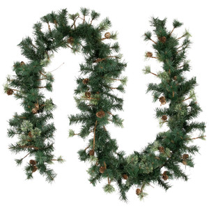 Pre-Lit Country Mixed Pine Artificial Christmas Garland - 9' x 12" - Clear AlwaysLit Lights