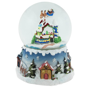 Santa Claus on Sleigh Snowy Village Musical Christmas Water Globe - 5.5"
