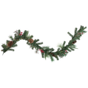 Pre-Lit Battery Operated Decorated Artificial Christmas Garland - 6' x 9" - LED Cool White Lights
