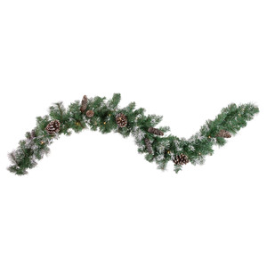 Pre-Lit Battery Operated Pine Cone Artificial Christmas Garland - 6' x 9" - Cool White LED Lights