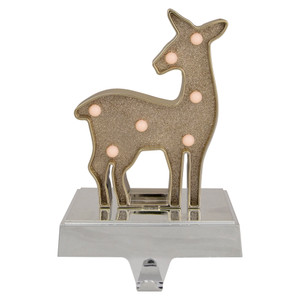 LED Lighted Reindeer Christmas Stocking Holder - 7.5" - Gold Finish