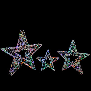 LED Lighted Multi-Function Outdoor Christmas Stars - 23" - Multicolor - Set of 3