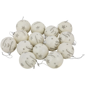 14-Piece Joy Decoupage Christmas Ball Ornament Set, 2.25" (60mm)