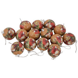 14-Piece Santa with List Decoupage Christmas Ball Ornament Set, 2.25" (60mm)