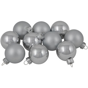 10ct Silver Shiny and Matte Glass Ball Christmas Ornaments 1.75" (45mm)