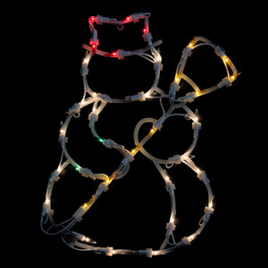 Lighted Snowman Christmas Window Silhouette Decoration - 15" - Multicolor Lights