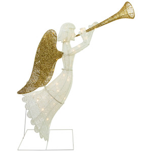Lighted Glittered Trumpeting Angel Outdoor Christmas Decoration - 48" - Clear Lights