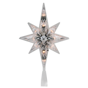 Lighted Faceted Star of Bethlehem Christmas Tree Topper- 13.5" - Clear Lights