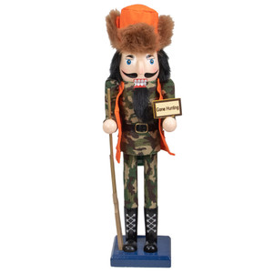 15" Orange and Green "Gone Hunting" Christmas Nutcracker in Camouflage