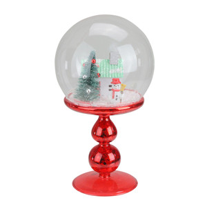 Holiday Scene Pedestal Globe Decoration -8.75" - Red