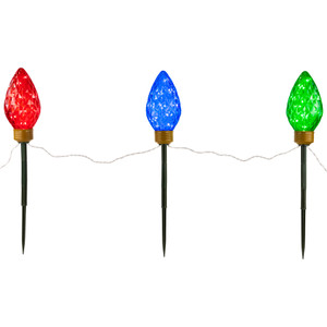 LED Lighted C9 Style Christmas Pathway Lawn Stakes - 3 ft - Multi - 3-Count