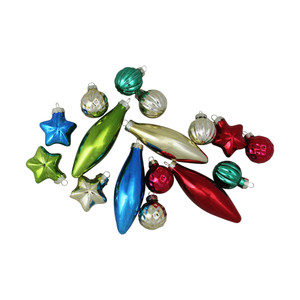 16ct Vibrantly Colored Shiny Shatterproof Finial and Star Christmas Ornaments 4" (100mm)