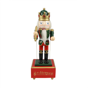 12" Red and Green Animated King with Scepter Christmas Nutcracker