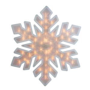 Lighted Snowflake Window Silhouette Christmas Decoration - 20" - Clear Lights