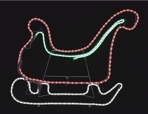 25" Red and Green LED Lighted Sleigh Silhouette Christmas Outdoor Decor